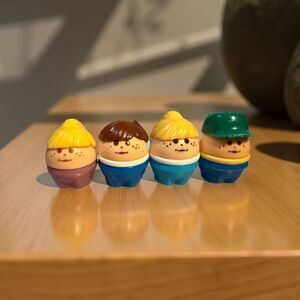 4 Vintage 80s Little Tikes Chunkie Toddle Tots Family Mom, Dad Green Cap, Kids